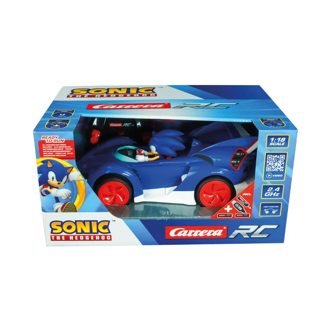 Sonic The Hedgehog – Macchina Radiocomandata Speed RC Con Personaggio 15cm E Controller Ad Anello (Luci LED)